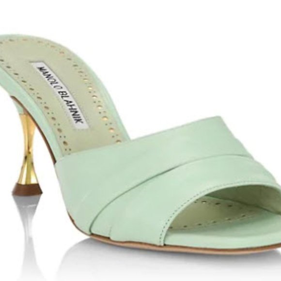 Manolo Blahnik Picoux 70 Leather Sandals - Picture 3 of 5